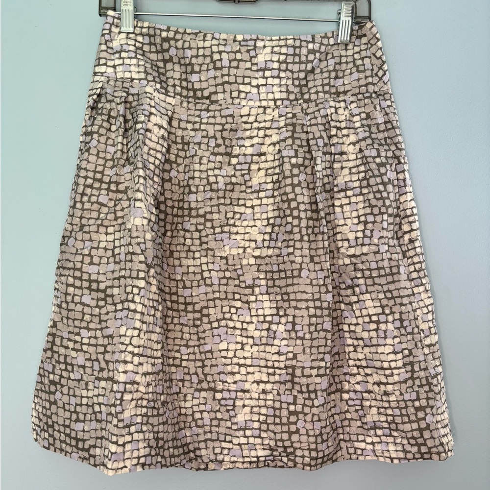 Banana Republic Womens Silk Pencil Skirt Geometric Print Gray Lavender Size 2